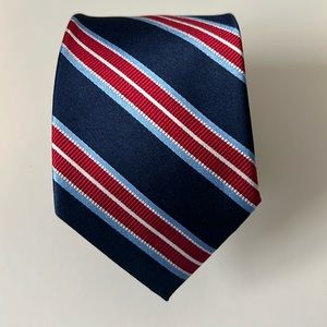 NWOT 100% Silk Men’s Tie Blue and Red Stripe